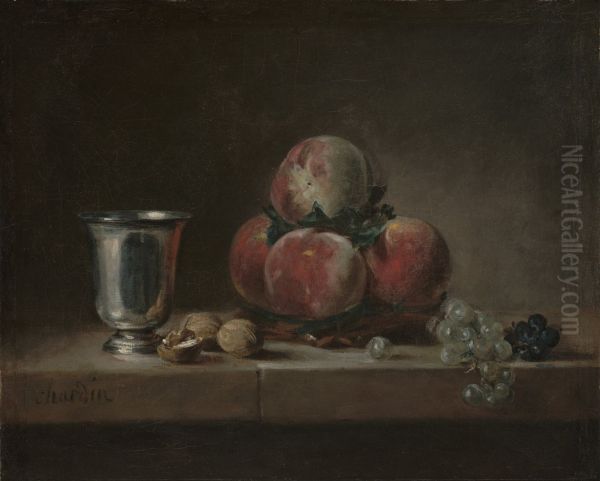 Still Life with Peaches, a Silver Goblet, Grapes, and Walnuts - view 1