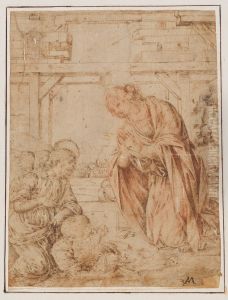 The Madonna Adoring the Child, with an Angel by Lorenzo Di Credi