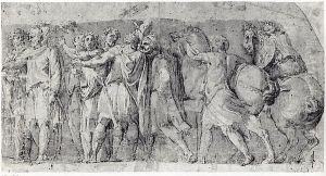 Frieze with Male Figures and Two Horses