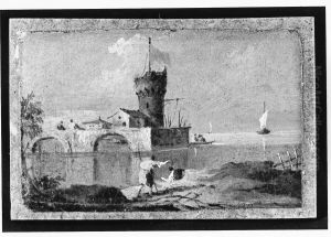 Capriccio with a Circular Tower, Two Houses, and a Bridge