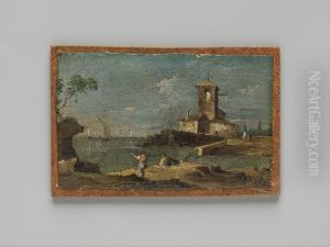 Capriccio with a Square Tower and Two Houses by Francesco Guardi