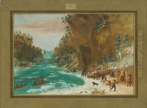 The Expedition Encamped below the Falls of Niagara.  January 20, 1679