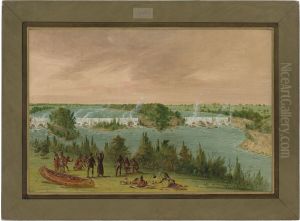 Father Hennepin and Companions at the Falls of St. Anthony. May 1, 1680 by George Catlin