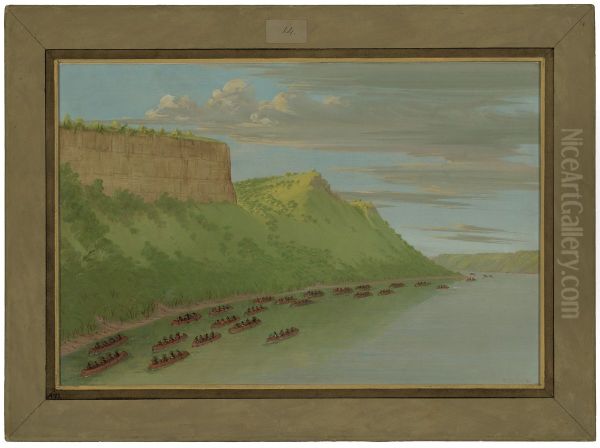 Father Hennepin and Companions Passing Lover's Leap. April 1680 - view 1