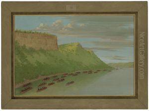 Father Hennepin and Companions Passing Lover's Leap. April 1680