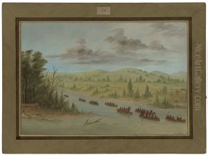 La Salle's Party Entering the Mississippi in Canoes by George Catlin