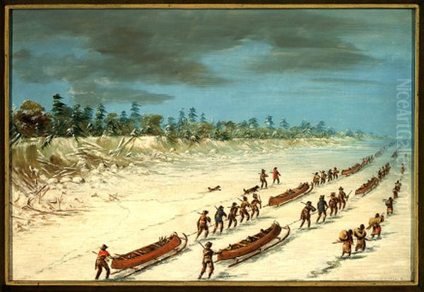 la salle crossing lake michigan on the ice - view 1
