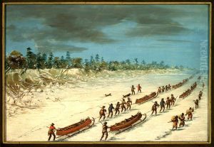 la salle crossing lake michigan on the ice by George Catlin