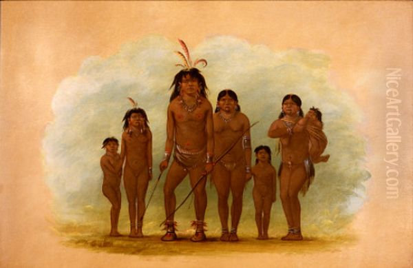 Lengua Chief, His Two Wives, and Four Children - view 1