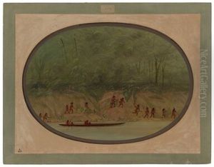 Lengua Indians Ascending the Rapids of the Rio Uruguay by George Catlin
