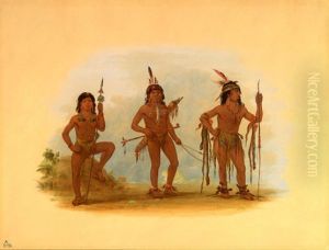 Lengua Medicine Man with Two Warriors by George Catlin