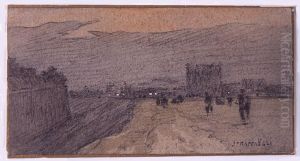 Landscape with Road Approaching the City by Jean-Francois Raffaelli