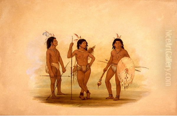 A Puelchee Chief and Two Young Warriors - view 1