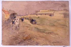 Suburban Landscape (Scene with Horse and Carriage) by Jean-Francois Raffaelli