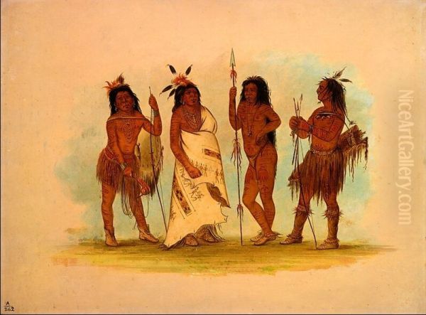 Apachee Chief and Three Warriors - view 1
