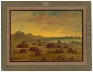 An Apachee Village by George Catlin