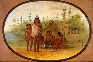A Flathead Chief with His Family by George Catlin