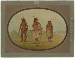 Mohave Chief, a Warrior, and His Wife by George Catlin
