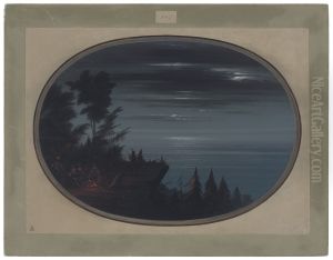 Nayas Village at Night by George Catlin