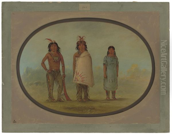 Two Chippewyan Warriors and a Woman - view 1