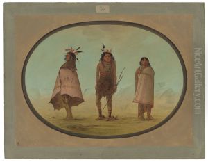 Yntah Medicine Man, a Warrior, and a Woman by George Catlin