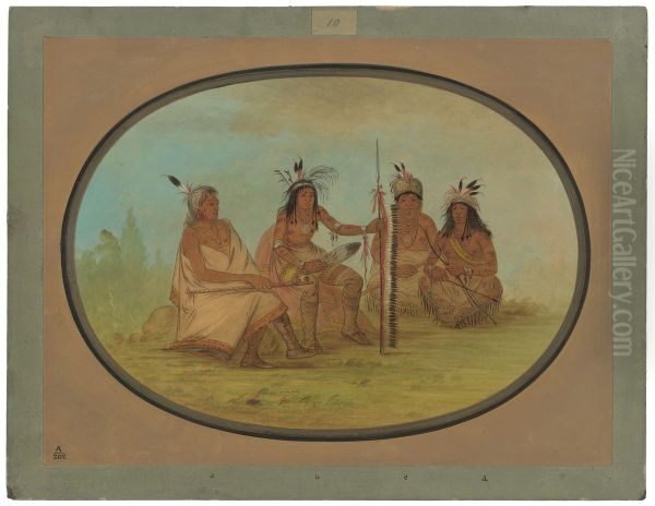 An Aged Ojibbeway Chief and Three Warriors - view 1