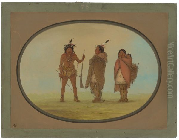 Arapaho Chief, His Wife, and a Warrior - view 1