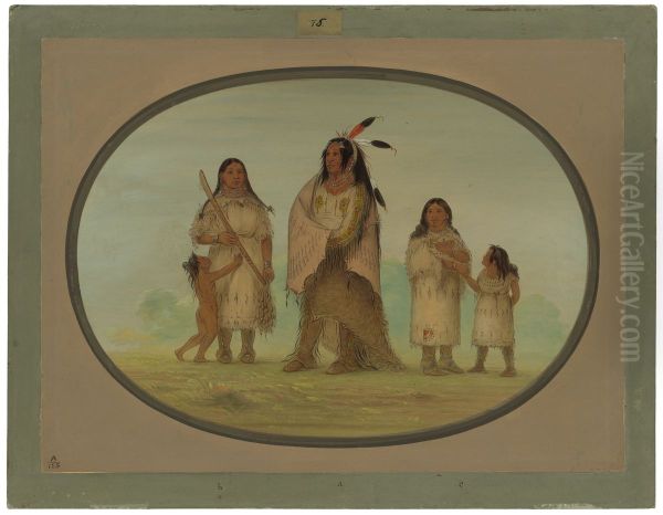 Assinneboine Warrior and His Family - view 1
