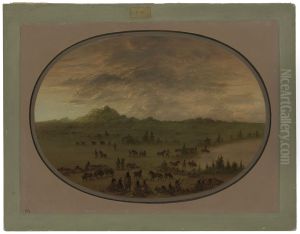 Bivouac of a Sioux War Party at Sunrise C16213 by George Catlin