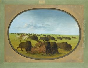 Buffalo Chase, with Accidents by George Catlin