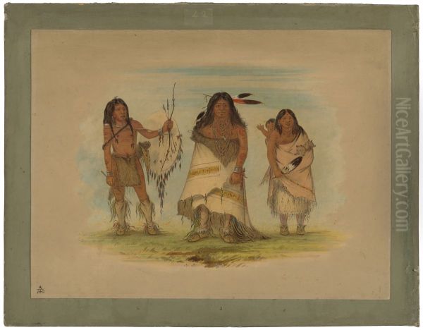 Camanchee Chief, His Wife, and a Warrior - view 1