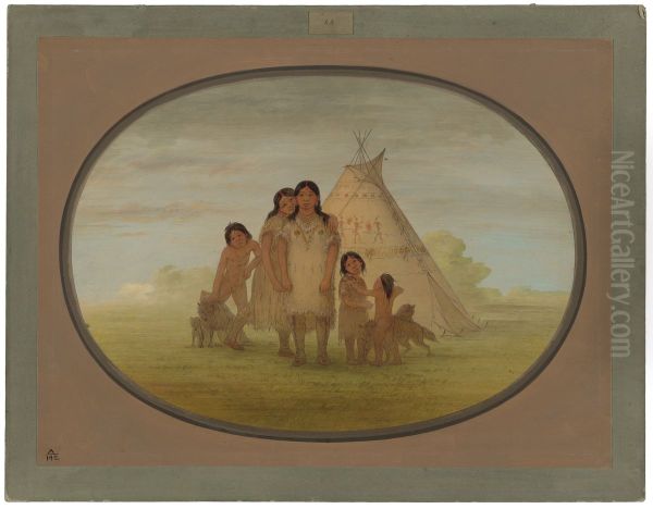 Camanchee Chief's Children and Wigwam - view 1