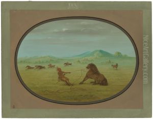 Catching Wild Horses - Pawnee by George Catlin