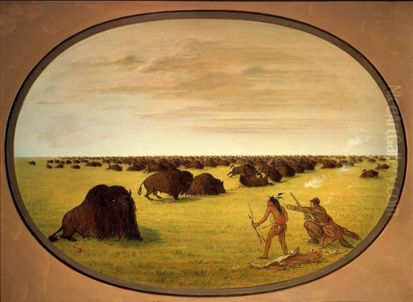 Catlin and Indian Attacking Buffalo - view 1
