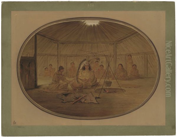 Catlin Feasted by the Mandan Chief - view 1