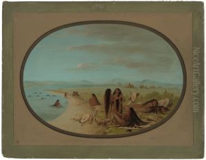 Crow Warriors Bathing by George Catlin