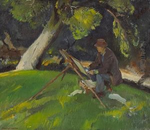 An Artist At His Easel by Pruett Carter