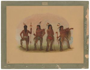 Four Navaho Warriors by George Catlin