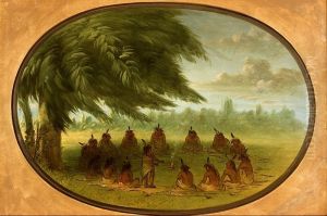 An Indian Council - Sioux by George Catlin