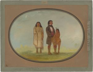 Kaskaskia Chief, His Mother, and Son by George Catlin