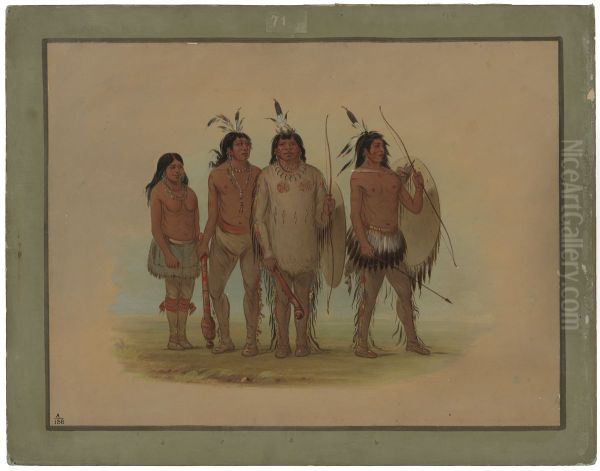 Kiowa Chief, His Wife, and Two Warriors - view 1
