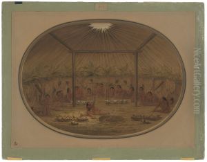 Mandan Ceremony - The Water Sinks Down by George Catlin
