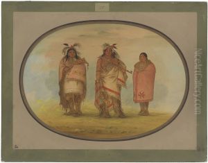 Menomonie Chief, His Wife, and Son by George Catlin