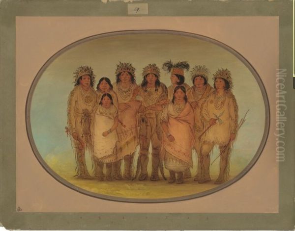 Nine Ojibbeway Indians in London - view 1