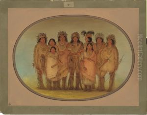 Nine Ojibbeway Indians in London by George Catlin