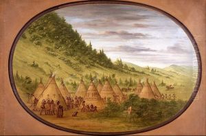 An Ojibbeway Village of Skin Tents by George Catlin