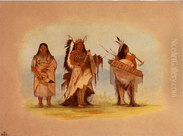 Omaha Chief, His Wife, and a Warrior - view 1