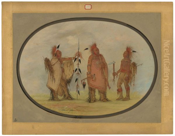Osage Chief with Two Warriors - view 1