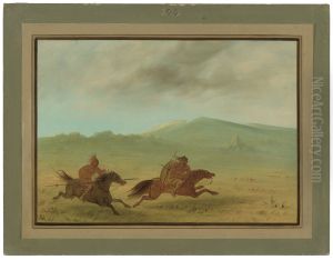 An Osage Indian Pursuing a Camanchee by George Catlin