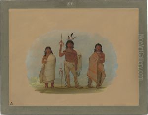 Ottowa Chief, His Wife, and a Warrior by George Catlin